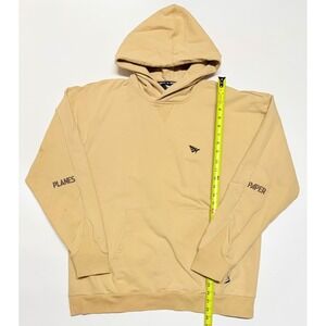 Paper Planes Mens Tan Khaki Graphic Pullover Hoodie Sweatshirt Size 2XL